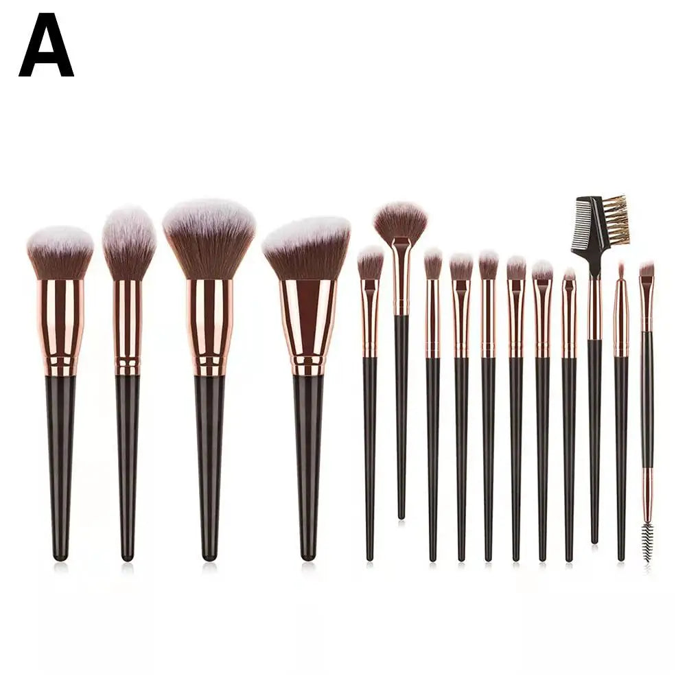 15 pcs - Professional Make Up Brushes: Foundation, Loose Powder, Blush, Face, Contour Brush and more  - 1 Set