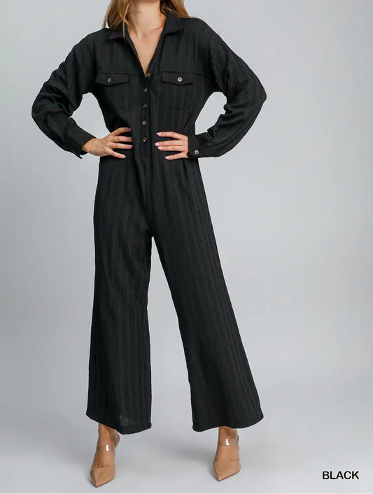 Textured Knit Jumpsuit (NP) - Color options! - Nikki and Co Boutique