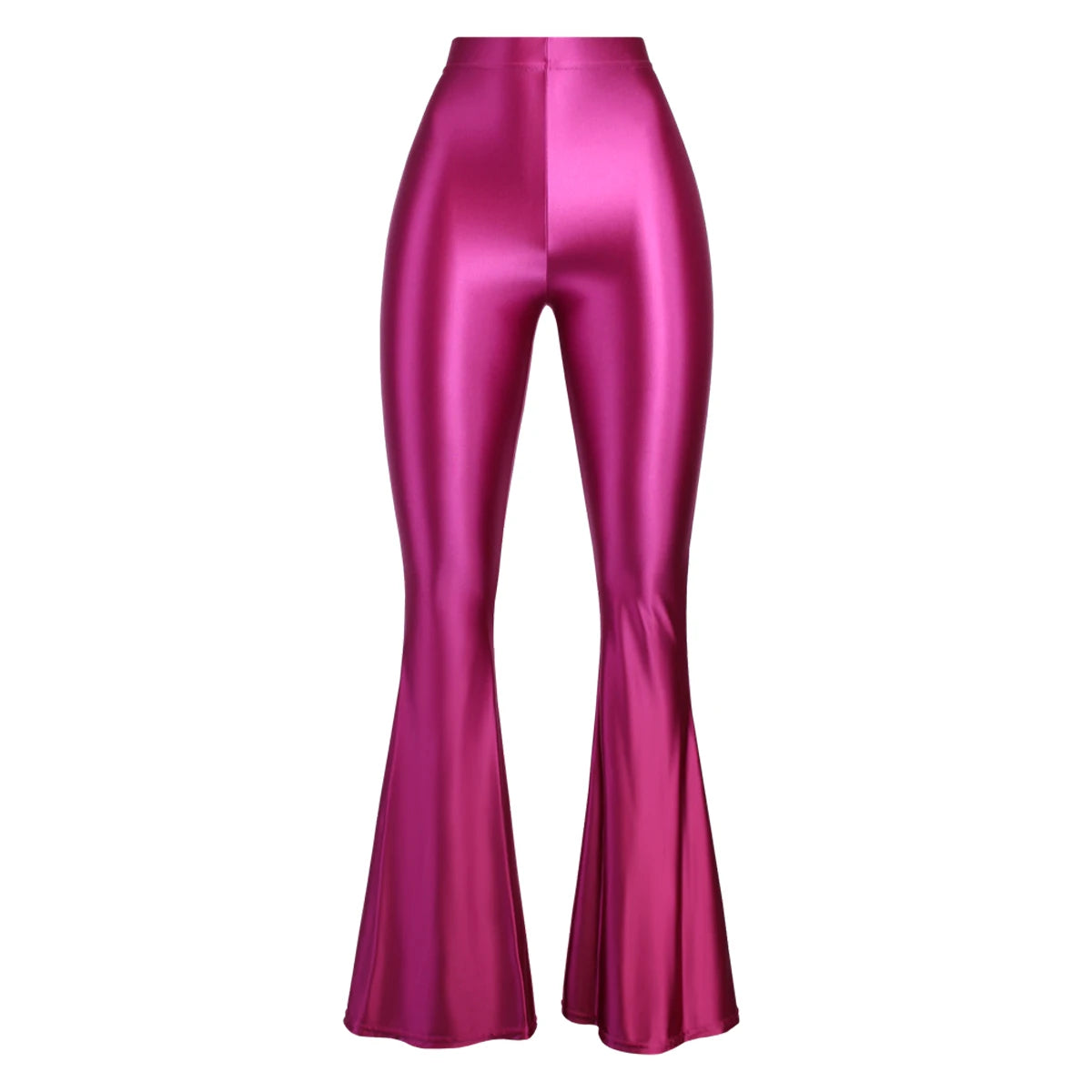 MJINM Women High-Waisted Spandex Flare Pants Glossy Colorful Silky Smooth Bodybuilding Dance Yoga Skinny Bell Bottoms Outer Wear