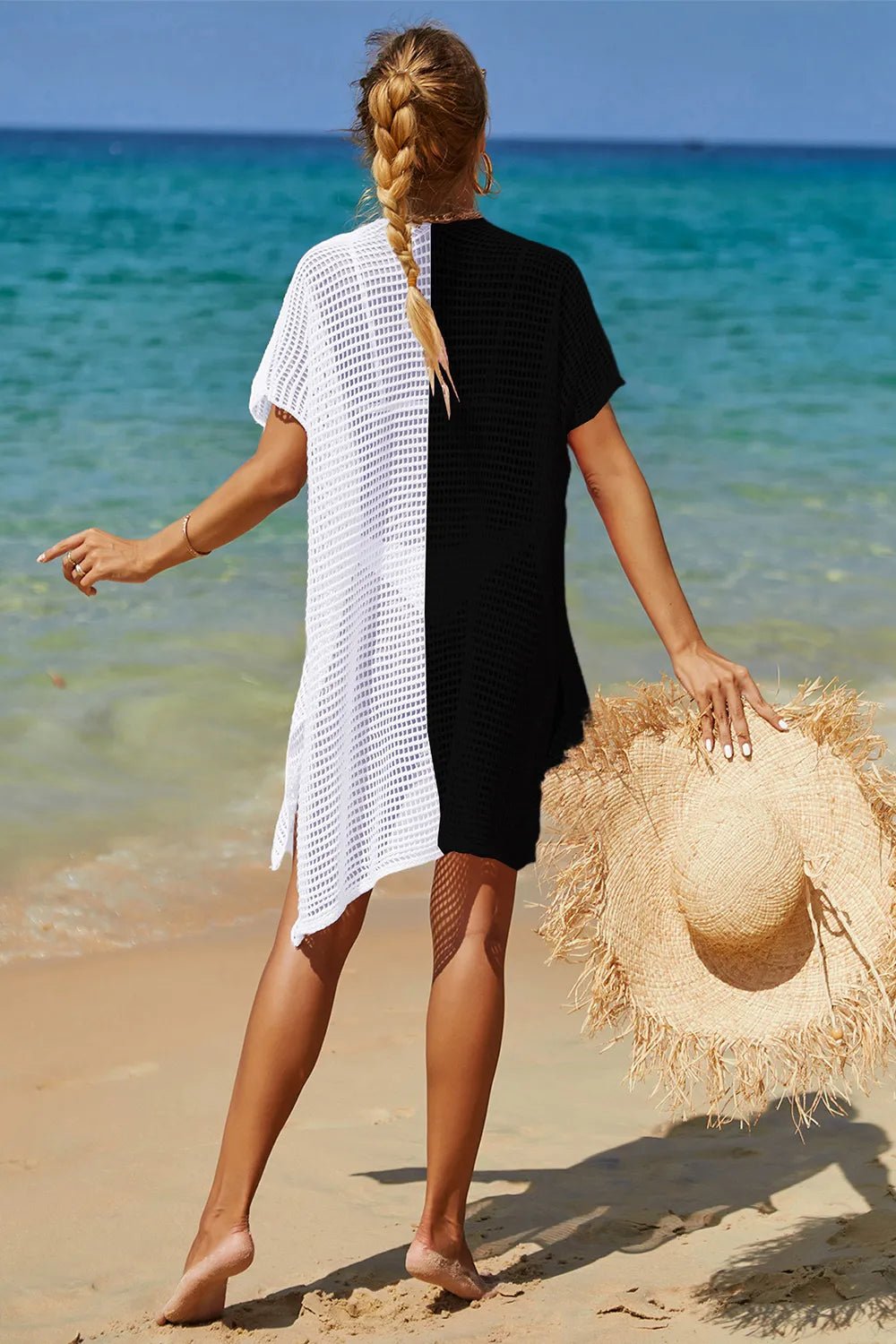 Angel Wings Openwork Contrast Slit Knit Cover Up | Nikki &amp; Co. Boutique