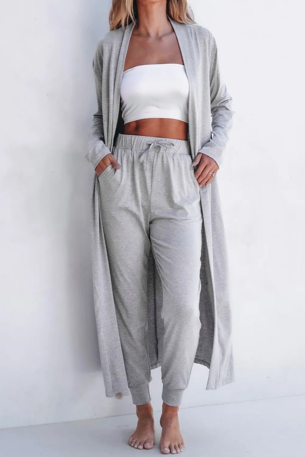 Open Front Long Sleeve Cardigan and Pants Lounge Sets | Nikki &amp; Co. Boutique