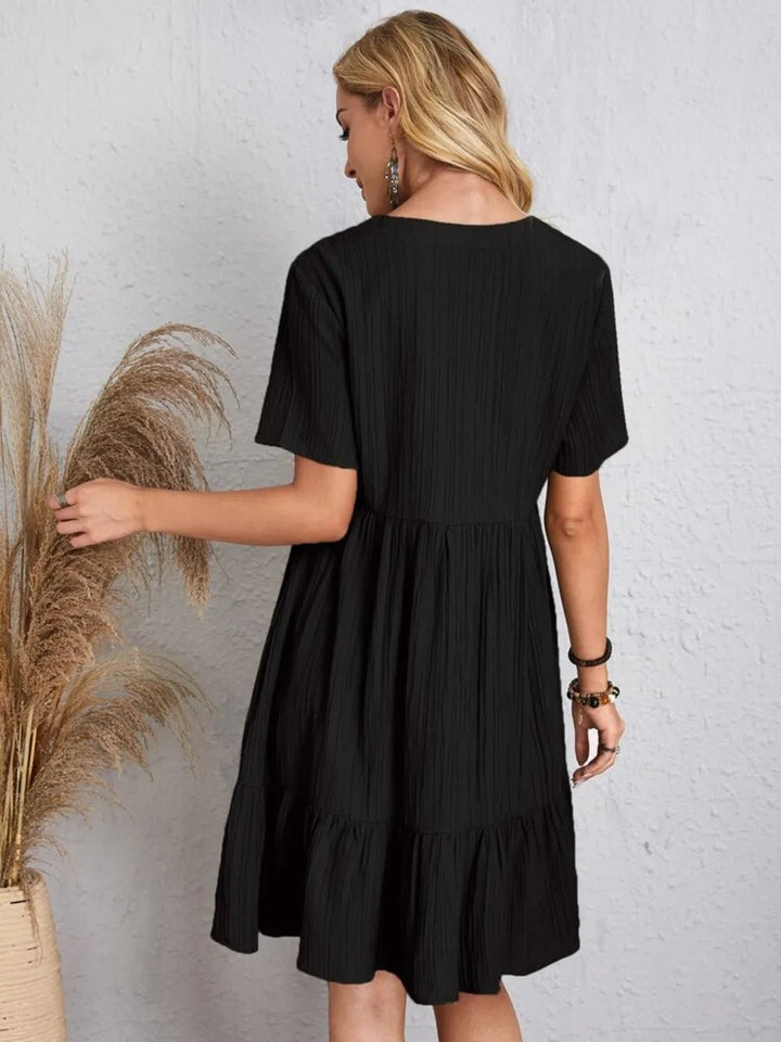 Full Size V-Neck Shorts Sleeve Dress | Nikki &amp; Co. Boutique