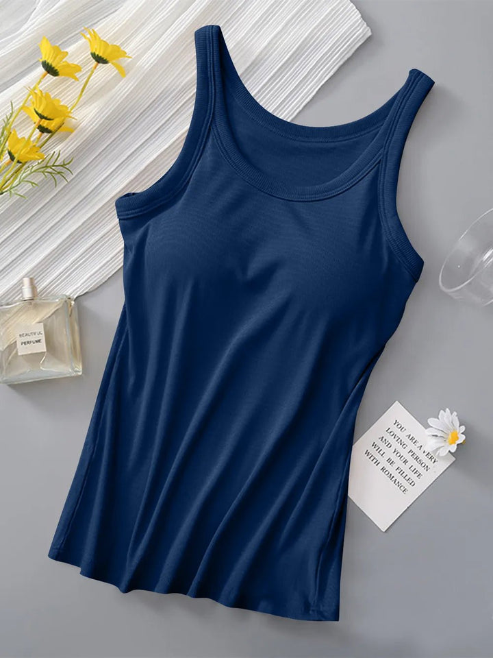 Round Neck Tank with Built - In Bra - Nikki &amp; Co. Boutique