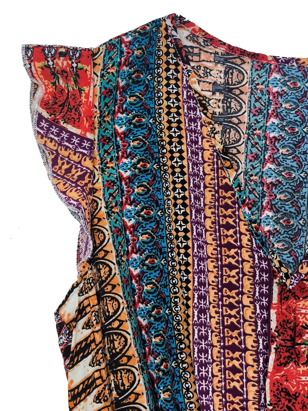 Boho Print Ruffle Sleeve Slit Dress - Nikki &amp; Co. Boutique