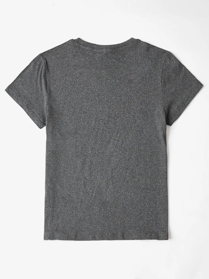 Letter Graphic Round Neck Shorts Sleeve T-Shirt - Nikki &amp; Co. Boutique