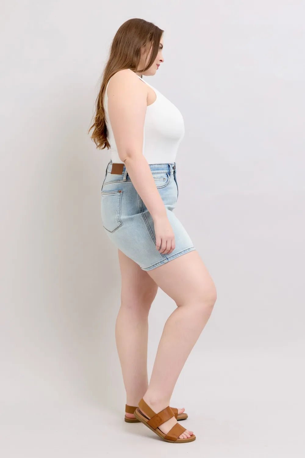 Judy Blue Full Size 2 Button Denim Shorts with Pockets Plus Size | Nikki &amp; Co. Boutique