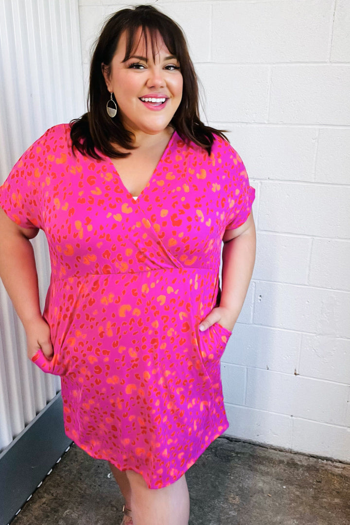Rose Leopard Surplice V Neck Pocketed Dress | Nikki &amp; Co. Boutique