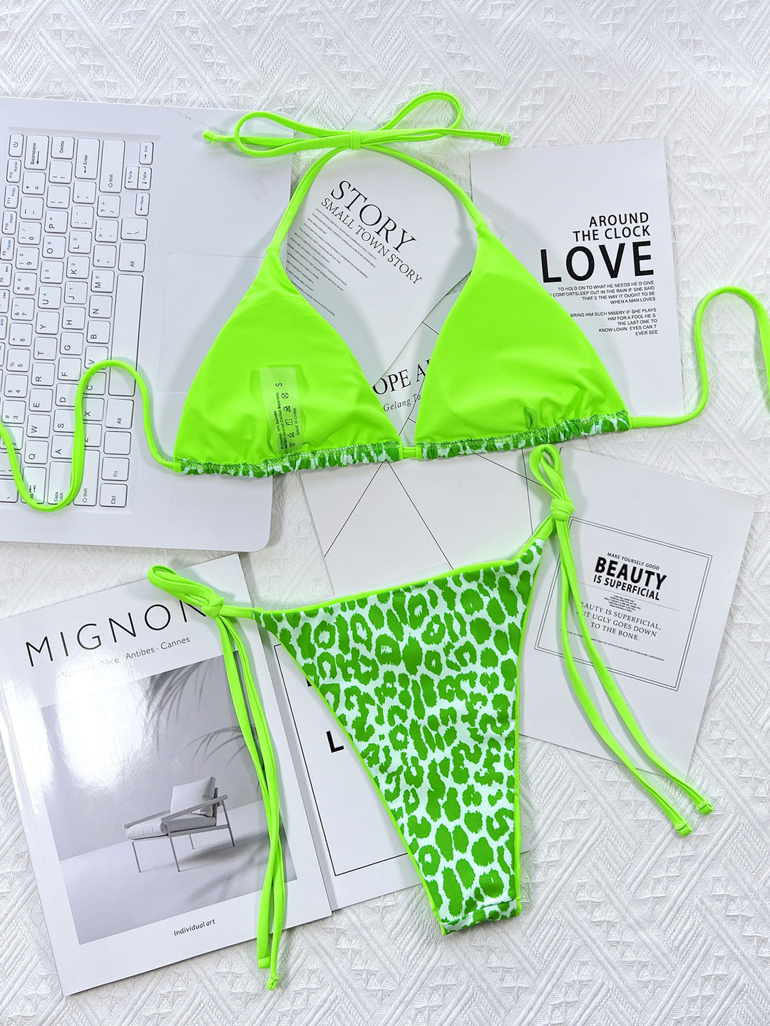 Leopard Print Halter Neck Tie Side Bikini Sets | Nikki &amp; Co. Boutique