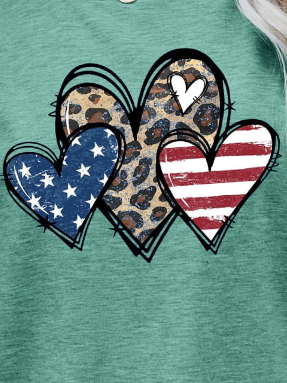 US Flag Leopard Heart Graphic Tee - Nikki and Co Boutique