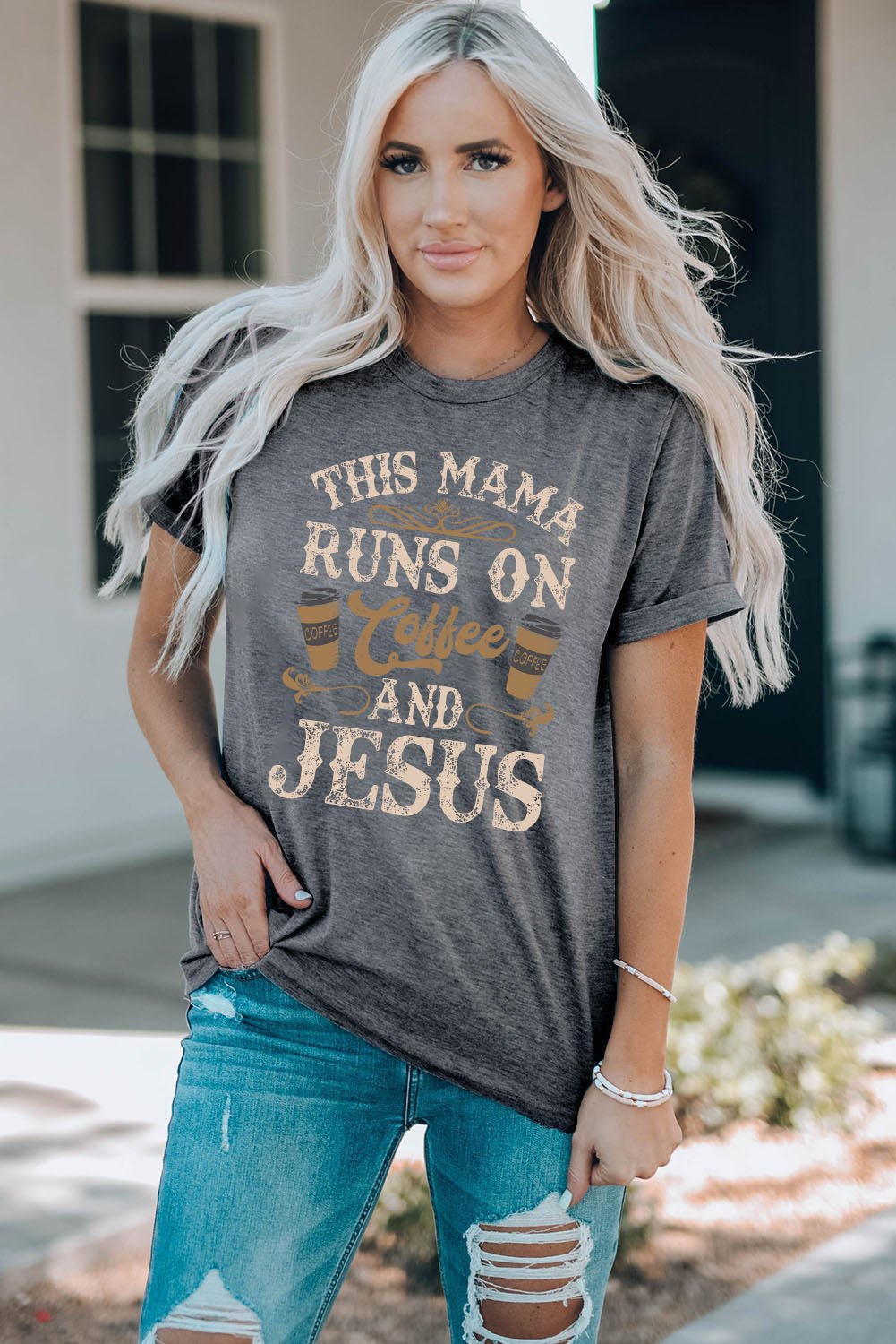 Slogan Graphic Round Neck Tees - Nikki &amp; Co. Boutique
