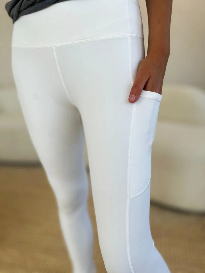 Wide Waistband Full-Length Sports Leggings with Pockets - Nikki &amp; Co. Boutique
