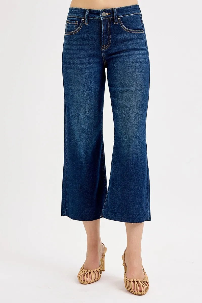RISEN Full Size Tummy Control High Rise Crop Wide Jeans Plus Size - Nikki &amp; Co. Boutique
