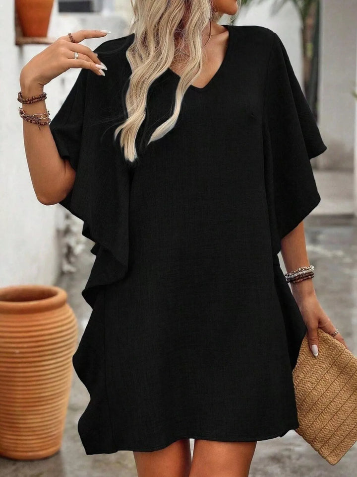 Ruffled Flutter Sleeve V-Neck Mini Dress | Nikki &amp; Co. Boutique