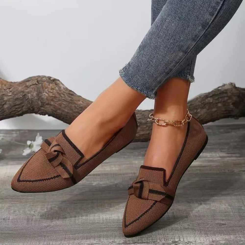 Bow Contrast Trim Point Toe Loafers | Nikki &amp; Co. Boutique