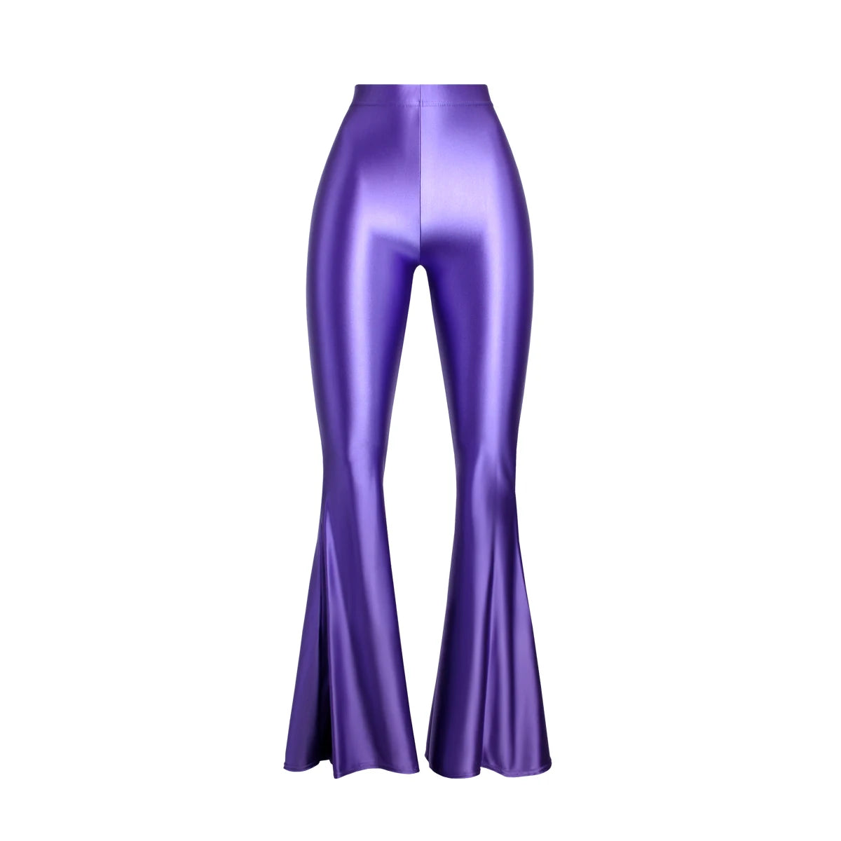 MJINM Women High-Waisted Spandex Flare Pants Glossy Colorful Silky Smooth Bodybuilding Dance Yoga Skinny Bell Bottoms Outer Wear