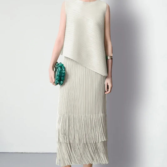 HKSH Spring Summer New Women Tide Young Style Y2K Contracted Fashion Ins Elegant Temperament Pleated Fabricevening Dress HK5086