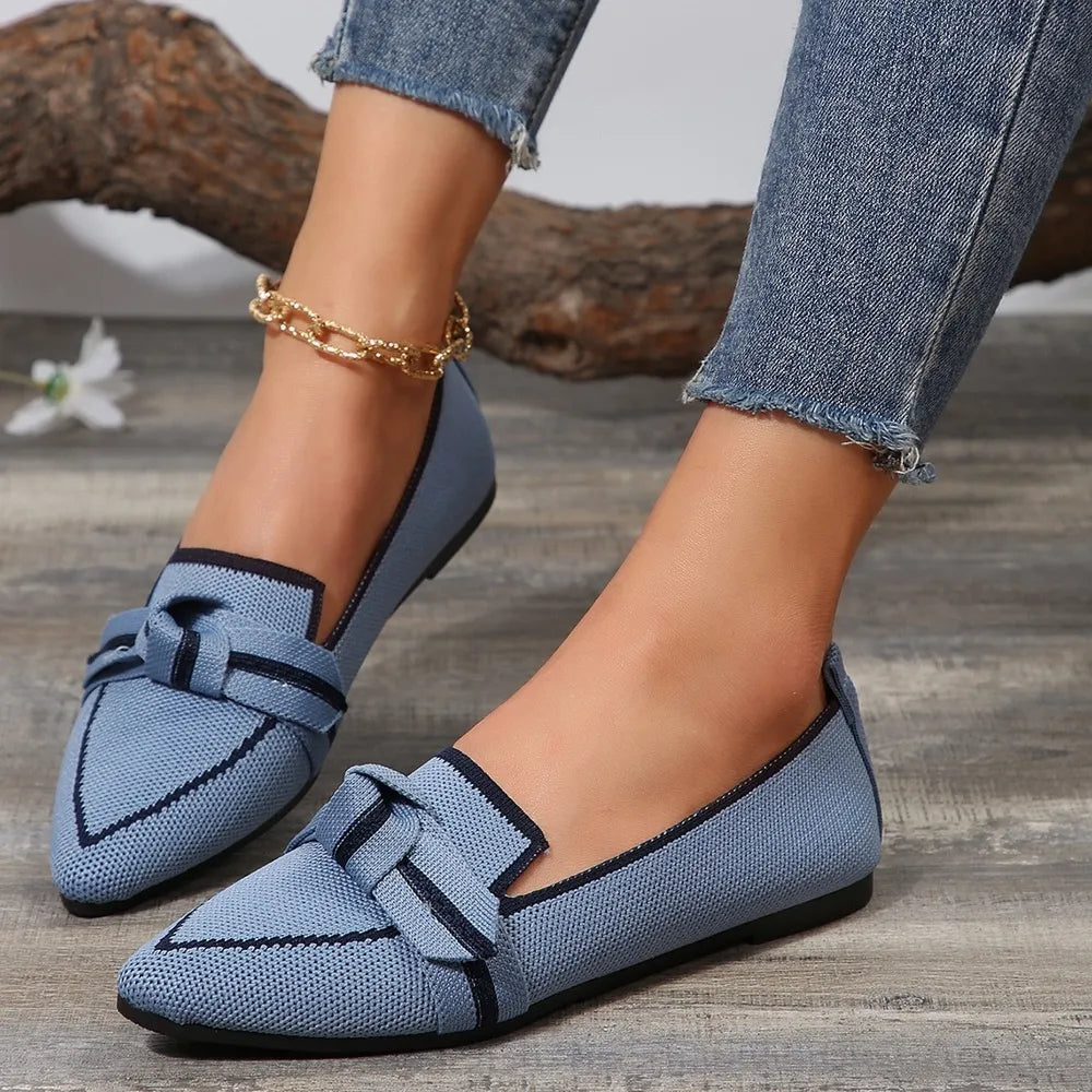 Bow Contrast Trim Point Toe Loafers | Nikki &amp; Co. Boutique