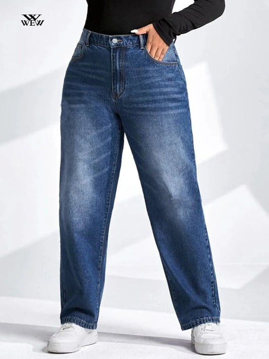 Plus Size Tapered Jeans for Women Full Length Harem Women Jeans High Waist Washing Spring and Autumn Denim Women Jeans 2023