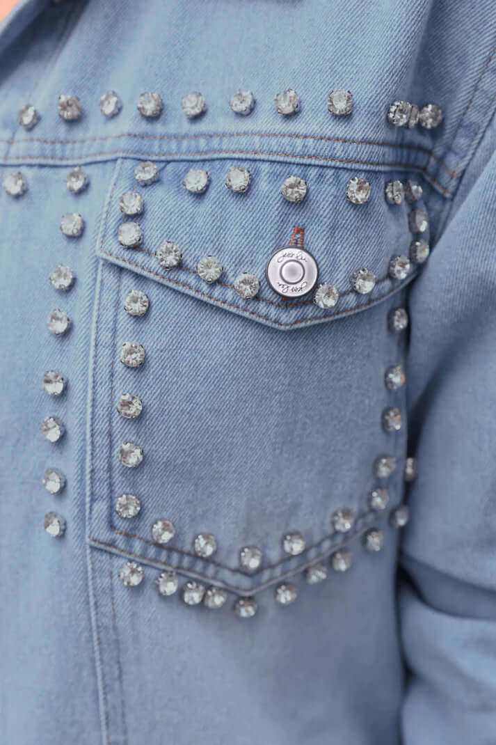 Stella Rhinestone Denim Jacket (NP) - Nikki &amp; Co. Boutique