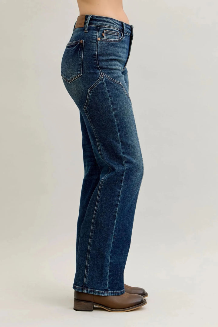 Judy Blue Full Size Seam Detail Straight Leg Jeans Plus Size - Nikki &amp; Co. Boutique