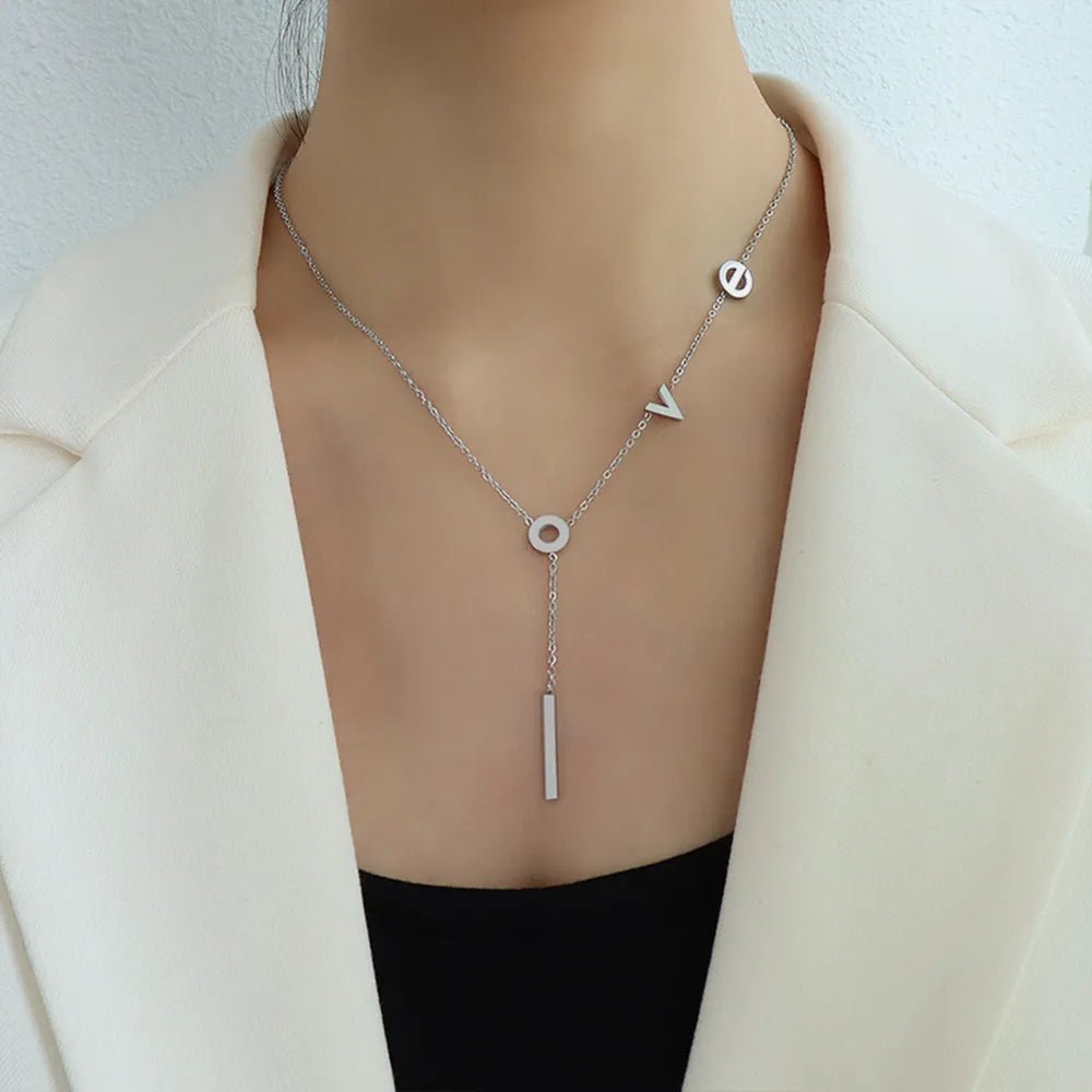 Titanium STeesl Letter Necklace - Nikki &amp; Co. Boutique