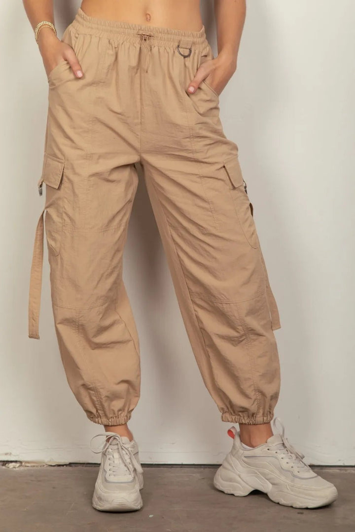 VERY J Elastic Waist Woven Cargo Pants - Nikki &amp; Co. Boutique