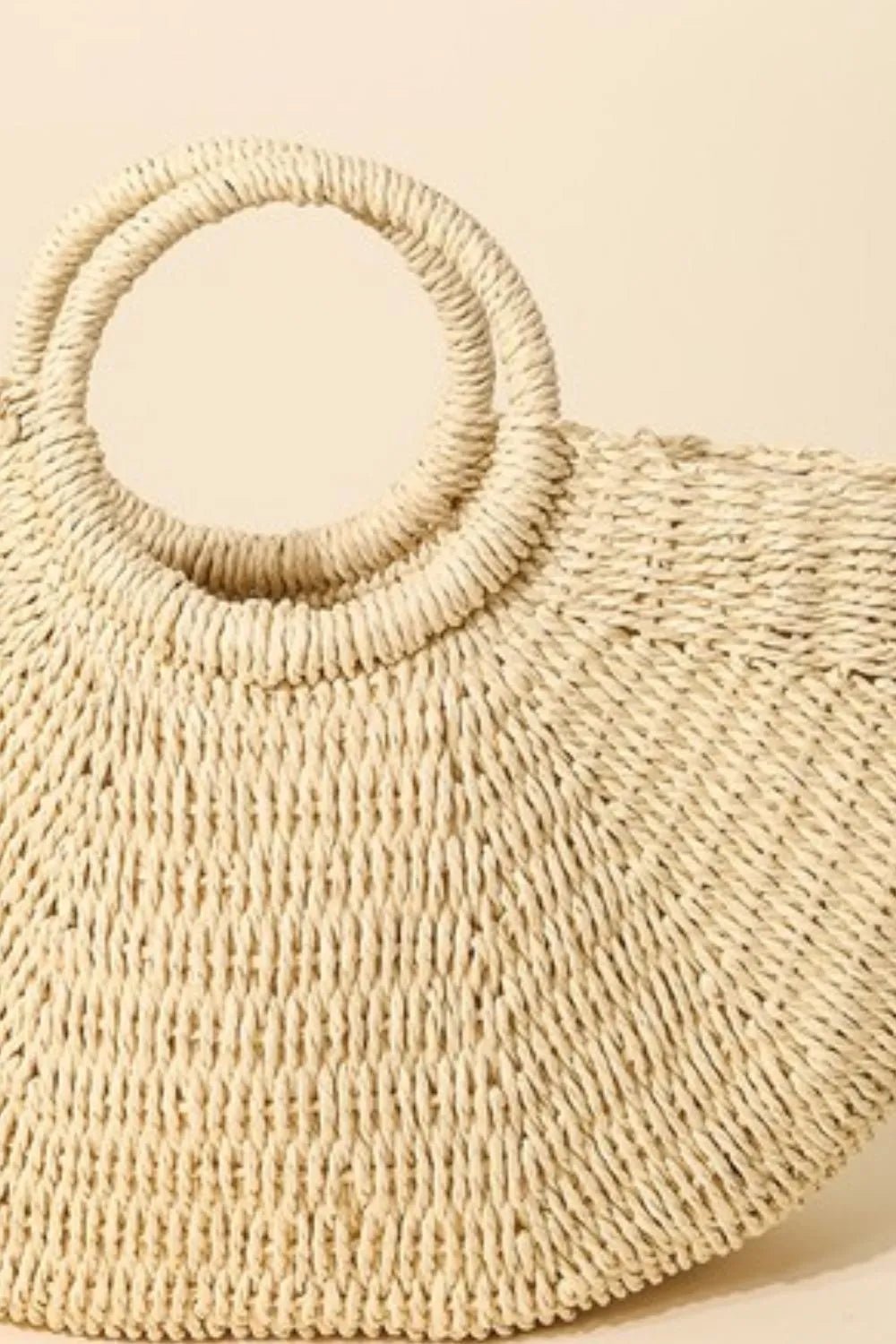 Fame Half Moon Straw Tote Bag in Ivory - Nikki &amp; Co. Boutique
