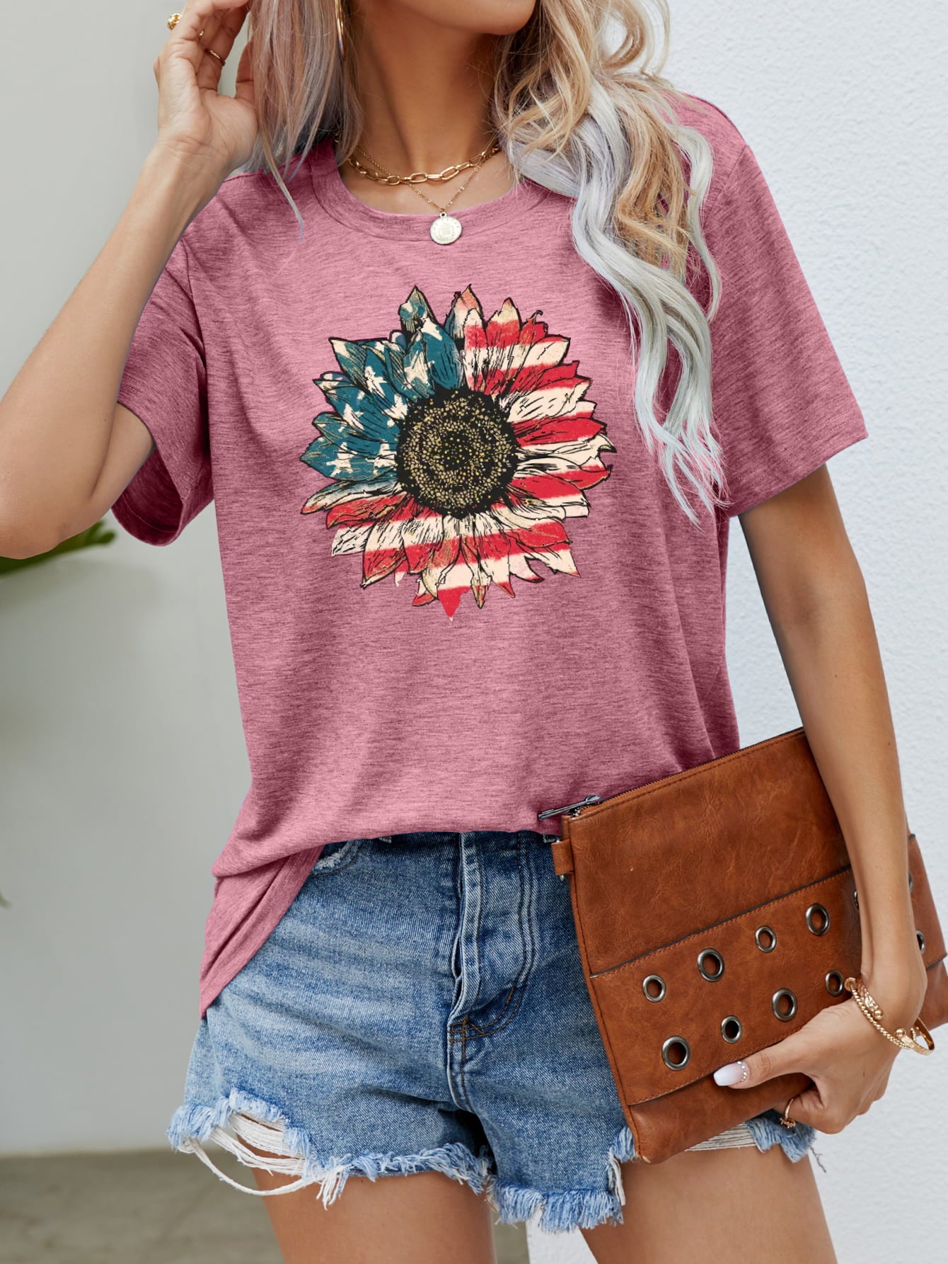US Flag Flower Graphic Tee - Nikki and Co Boutique