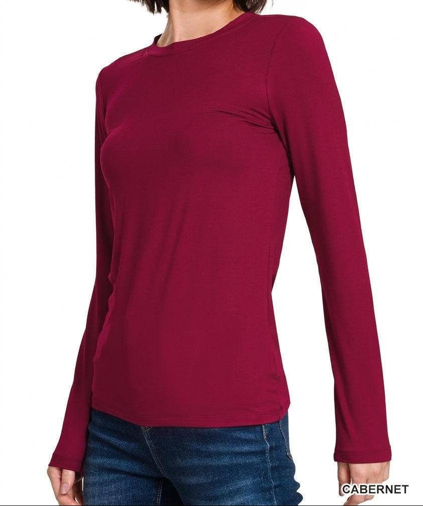 Zenana - Buttery Soft Microfiber Long Sleeve Tee – 5 Colors (NP) - Nikki &amp; Co. Boutique