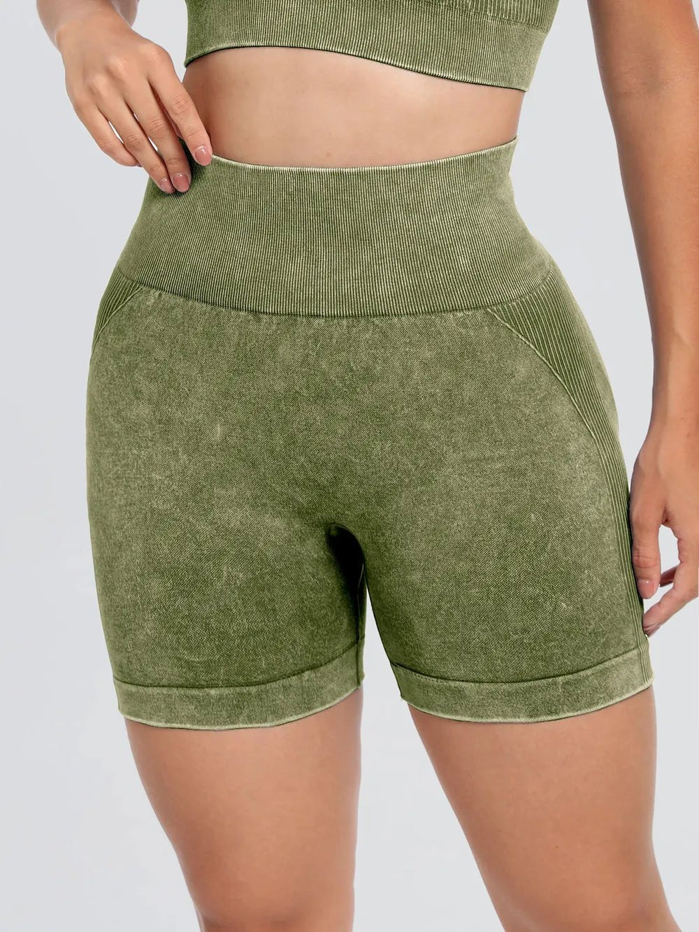 Washed High Waist Active Shorts - Nikki and Co Boutique