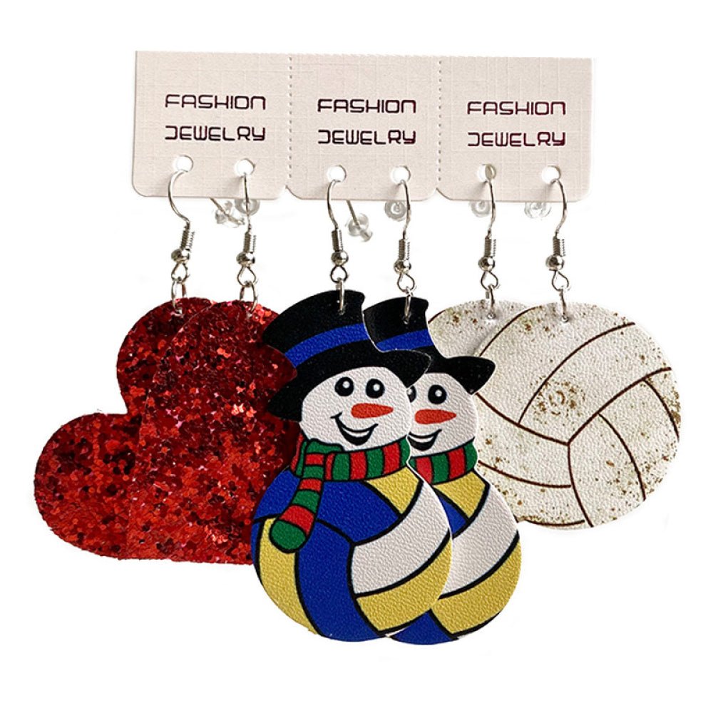 Sports Snowman &amp; Heart Earrings Set | 3 Pairs - Nikki &amp; Co. Boutique