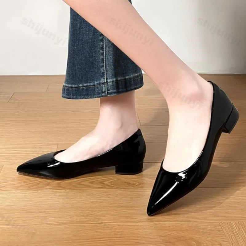 Women's Pointed Toe Flat Shoes New Spring Autumn French Style Nude Color Women's Shoes Outdoor Fashion High Heels Party