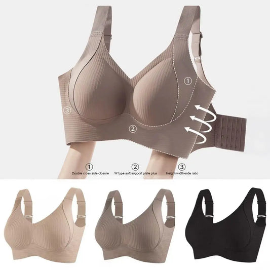 Women's Seamless Underwear, Thin Style, Large Breasts, Small Breasts, No Wires, Pull-up And Anti-sagging Large Size Bra ﻿