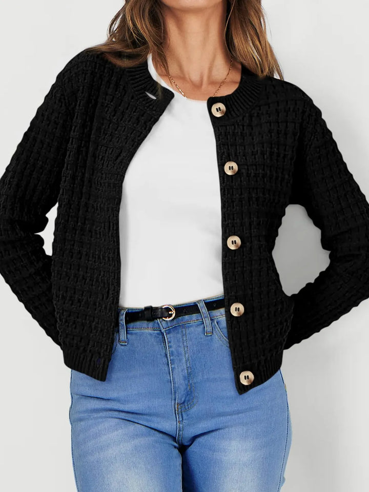 Textured Knit Button - Front Cardigan - Nikki &amp; Co. Boutique