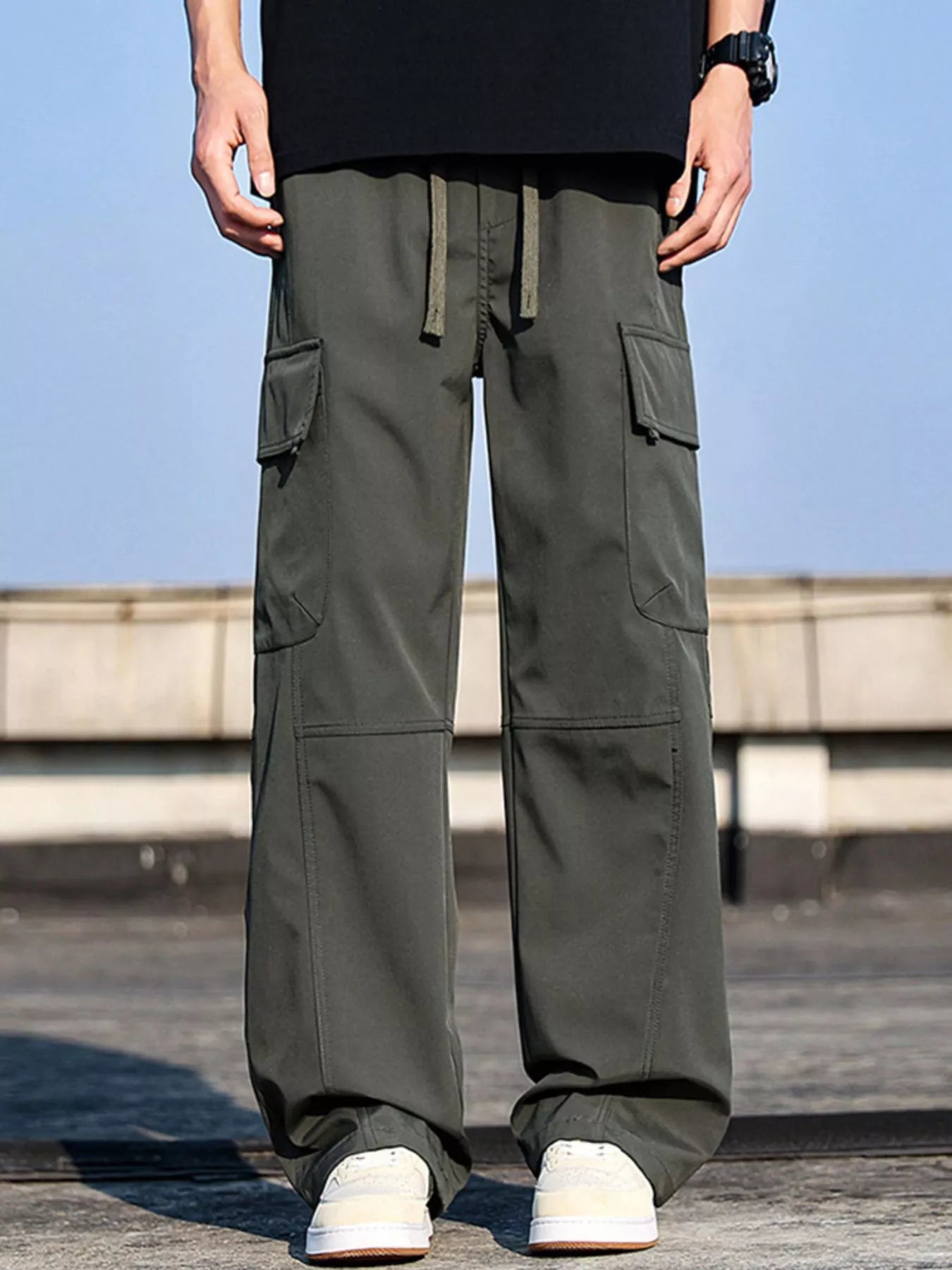 Men's Plus Size Cargo Wide Leg Pants - Nikki and Co Boutique