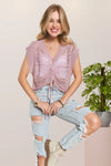 ADORA Drawstring Detail Crochet Top - Nikki and Co Boutique