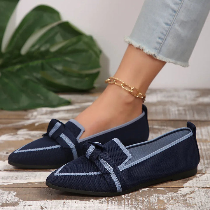 Bow Contrast Trim Point Toe Loafers | Nikki &amp; Co. Boutique