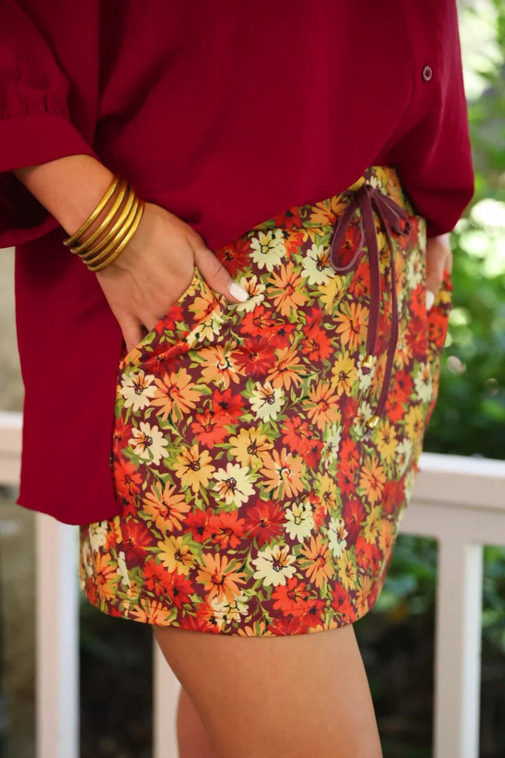 Harvest Blooms Skort (NP) - Nikki &amp; Co. Boutique