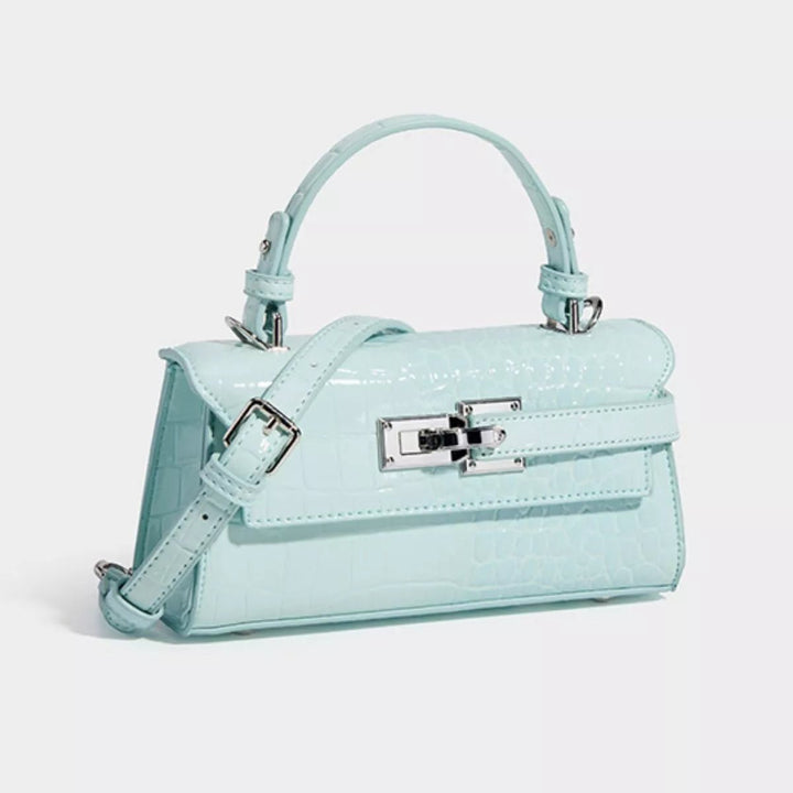 Crocodile Embossed Top Handle Crossbody Bag in Blue - Nikki &amp; Co. Boutique