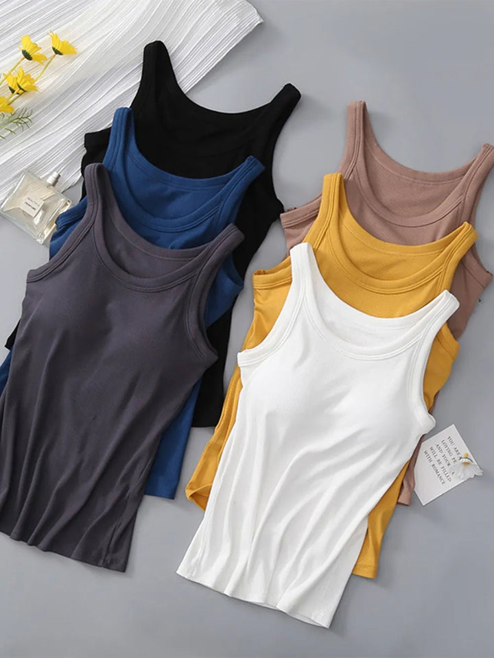 Round Neck Tank with Built - In Bra - Nikki &amp; Co. Boutique
