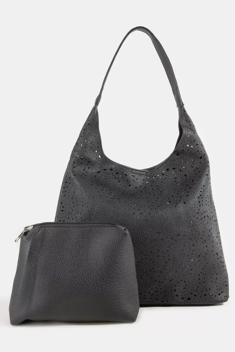 Fame Intricate Cutout Motif Faux Leather Shoulder Bag - Nikki &amp; Co. Boutique
