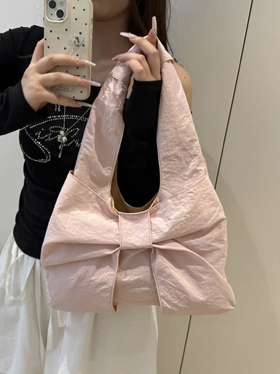 Ruched Bow Shoulder Bag - Nikki &amp; Co. Boutique