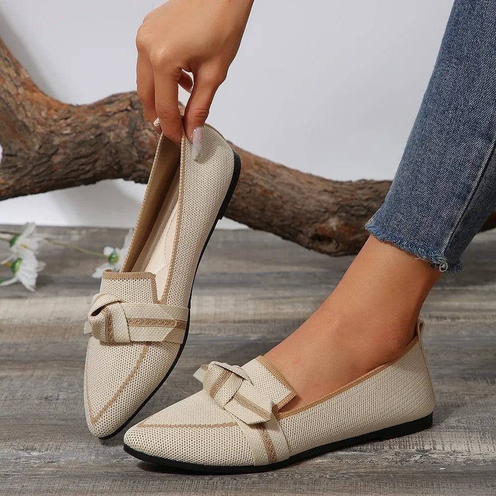 Bow Contrast Trim Point Toe Loafers | Nikki &amp; Co. Boutique