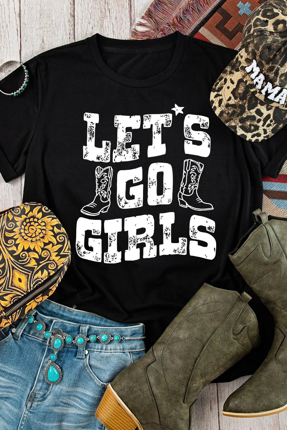 Letter Graphic Round Neck Shorts Sleeve T-Shirt - Nikki &amp; Co. Boutique