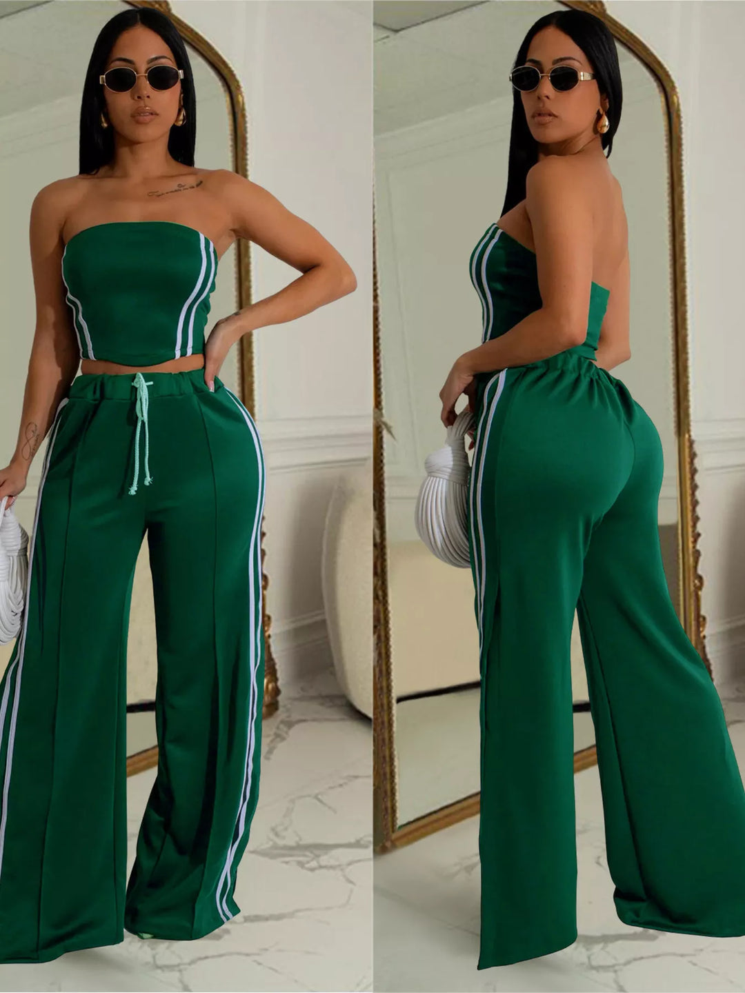 Sleeveless Tube Top and Wide Leg Pants Set - Nikki &amp; Co. Boutique