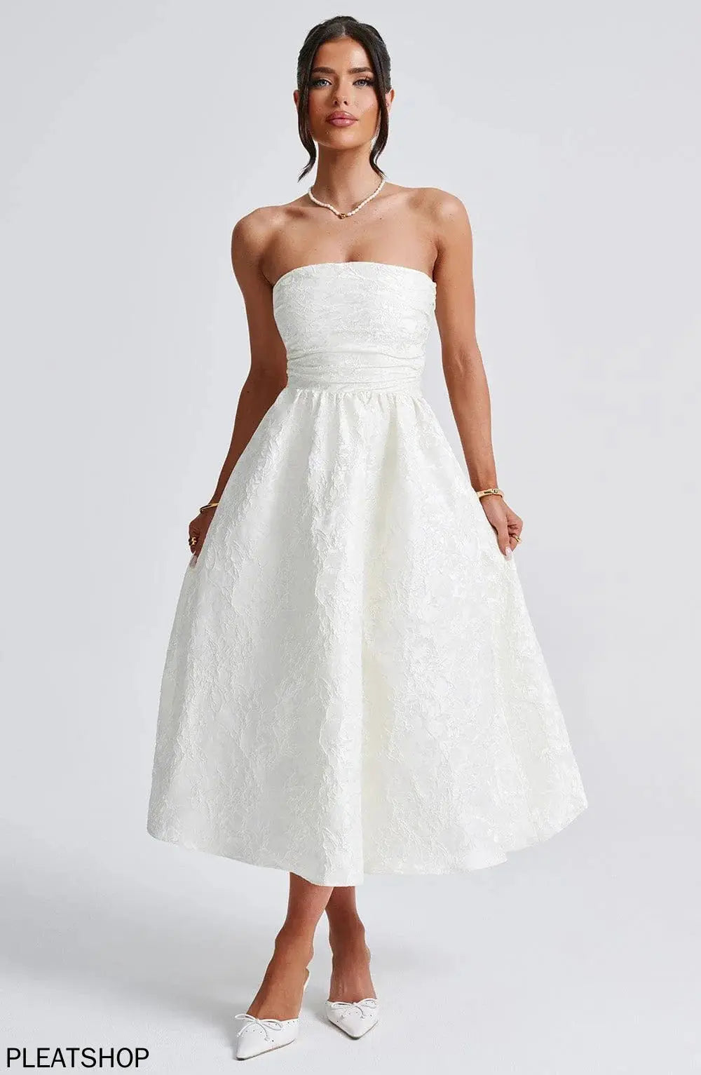 Women's New European and American Temperament Sexy Slim-fit Jacquard Satin Tube Top Dress