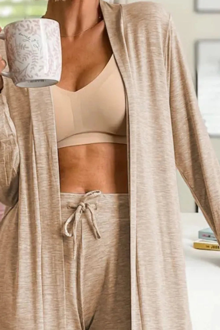 Open Front Long Sleeve Cardigan and Pants Lounge Sets | Nikki &amp; Co. Boutique