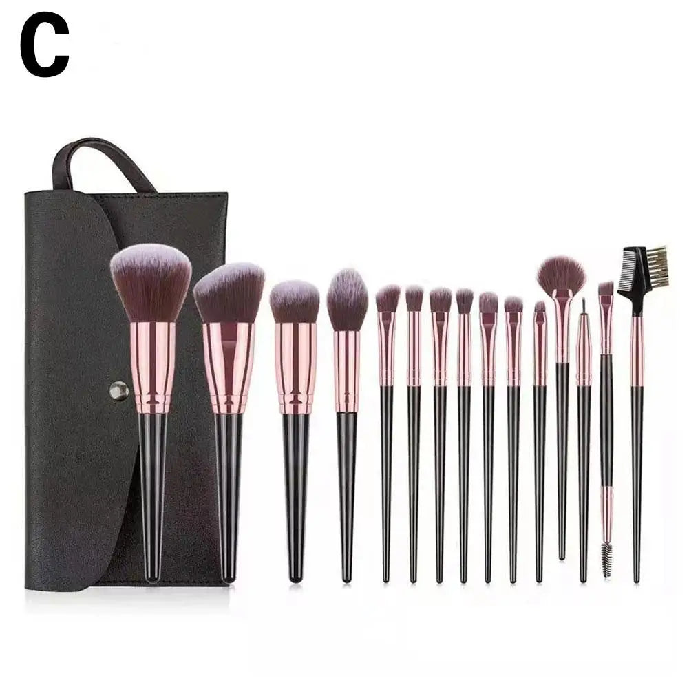 15 pcs - Professional Make Up Brushes: Foundation, Loose Powder, Blush, Face, Contour Brush and more  - 1 Set