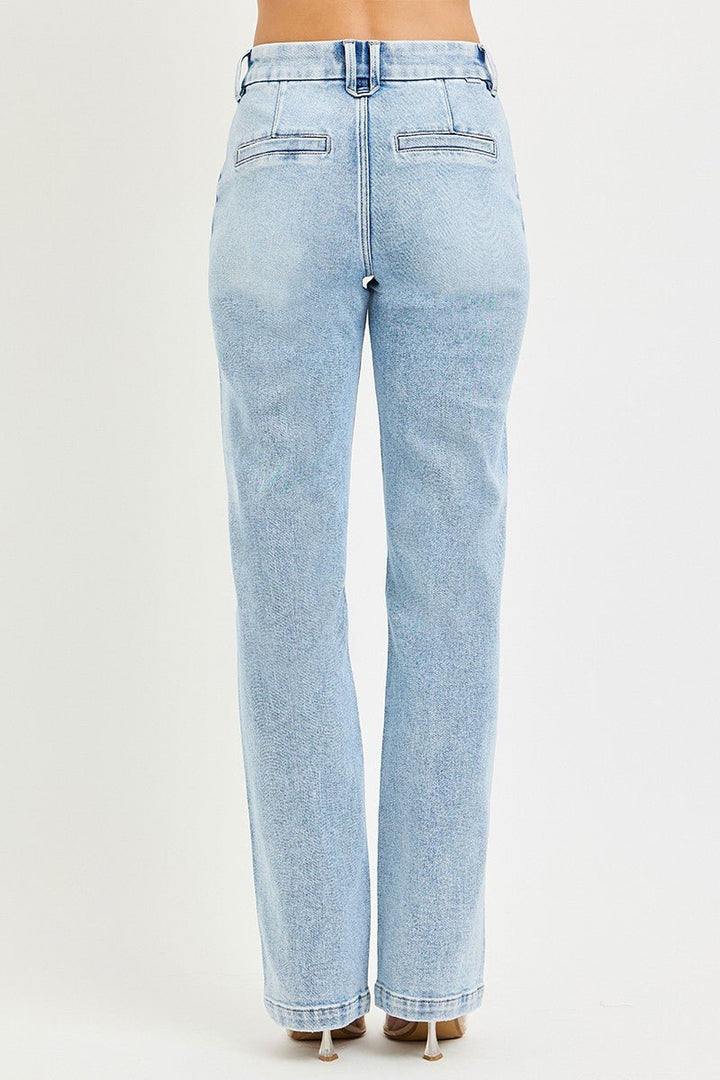 RISEN Tummy Control High-Rise Straight-Leg Pin-Tuck Jeans - Nikki &amp; Co. Boutique