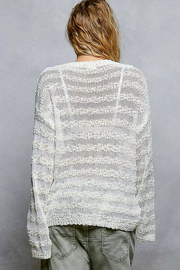 Stripe Pattern V-Neck Long Sleeve Knit Tops | Nikki &amp; Co. Boutique